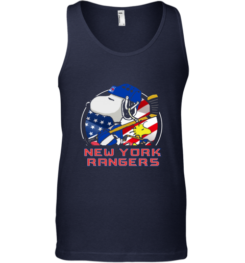 1zn2 new york rangersnoopy and woodstock nhl unisex tank 17 front navy