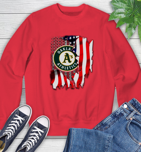 Oakland Athletics MLB Baseball American Flag Sweatshirt 10