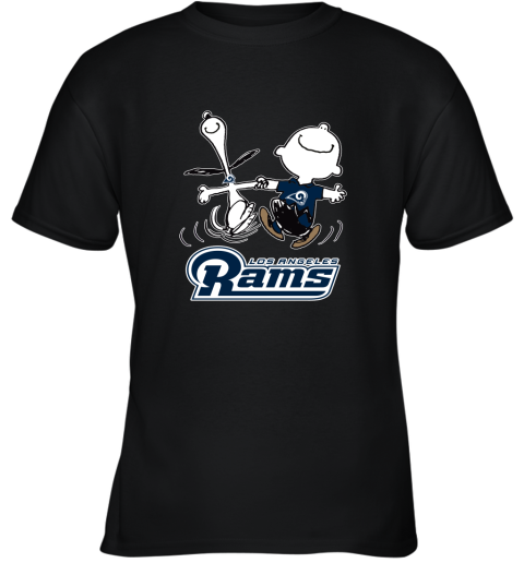 Snoopy And Charlie Brown Happy Los Angeles Rams Fans Youth T-Shirt