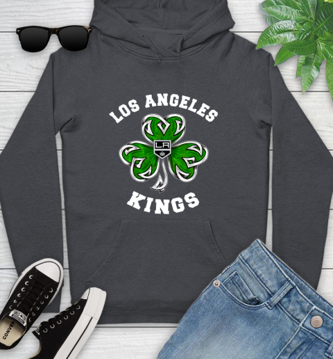NHL Los Angeles Kings Three Leaf Clover St Patrick's Day Hockey Sports Youth Hoodie 10