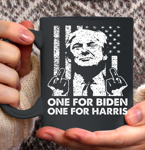 Trump Middle Finger One For Biden One For Harris Ceramic Mug 11oz