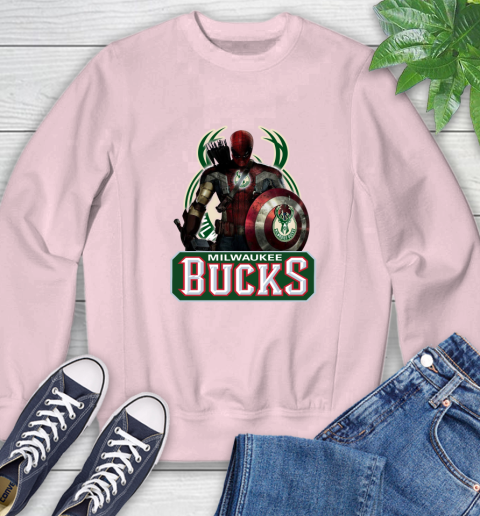 Milwaukee Bucks NBA Basketball Captain America Thor Spider Man Hawkeye Avengers Sweatshirt 9