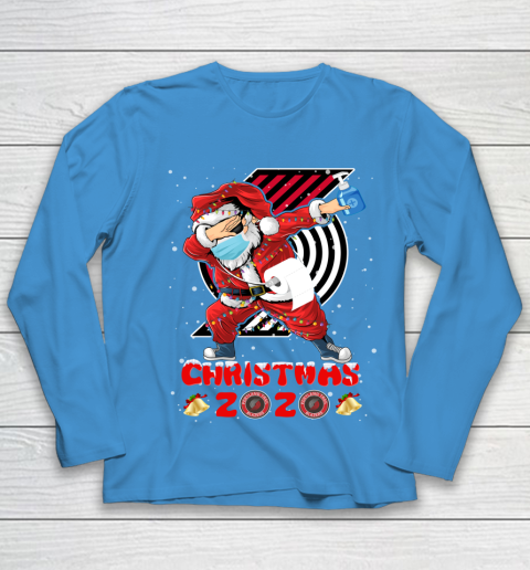 Portland Trail Blazers Funny Santa Claus Dabbing Christmas 2020 NBA Youth Long Sleeve 5