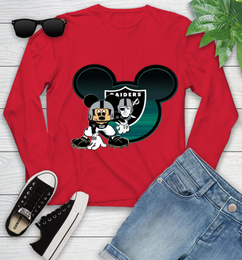 NFL Oakland Raiders Mickey Mouse Disney Football T Shirt Youth Long Sleeve 11