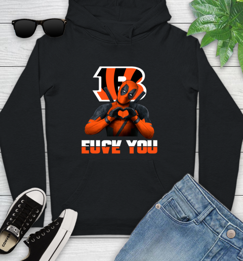 NHL Cincinnati Bengals Deadpool Love You Fuck You Football Sports Youth Hoodie