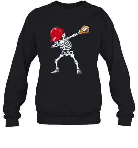 Dabbing Skeleton Baseball Shirt Funny Halloween Gift Boys Sweatshirt