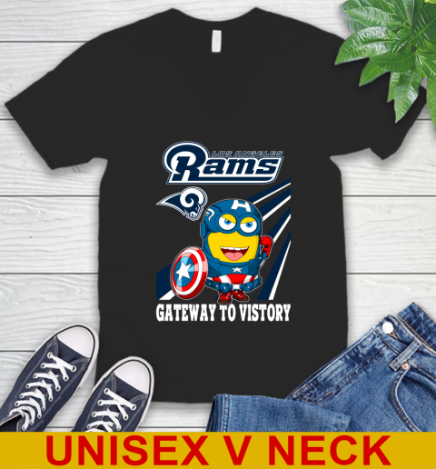 NFL Football Los Angeles Rams Captain America Marvel Avengers Minion Shirt V-Neck T-Shirt