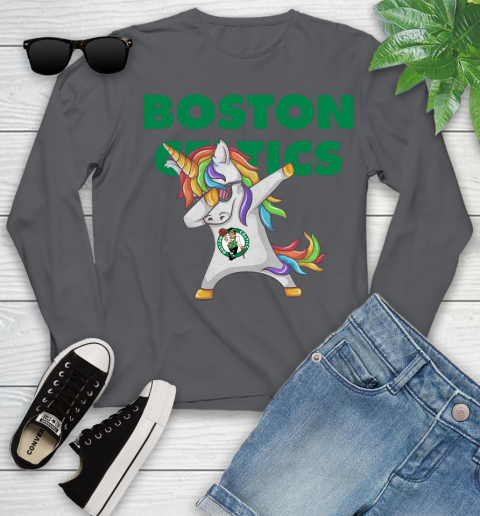 Boston Celtics NBA Basketball Funny Unicorn Dabbing Sports Youth Long Sleeve 8