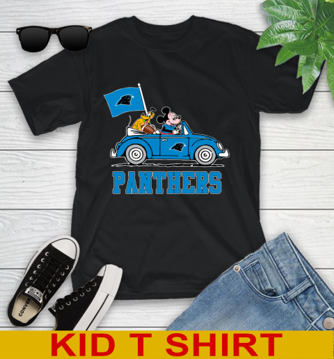 NFL Football Carolina Panthers Pluto Mickey Driving Disney Shirt Youth T-Shirt 2