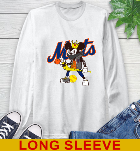 New York Mets MLB Baseball Mickey Peace Sign Sports Long Sleeve T-Shirt