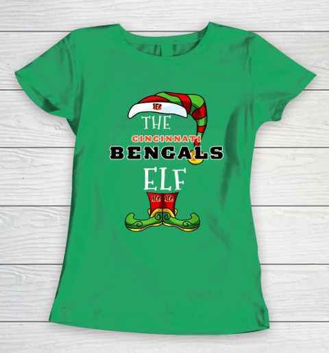 Cincinnati Bengals Christmas ELF Funny NFL Women's T-Shirt 5
