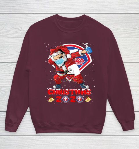Philadelphia Phillies Funny Santa Claus Dabbing Christmas 2020 MLB Youth Sweatshirt 4