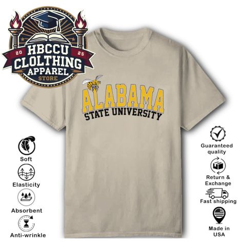 Alabama State University ASU HBCU T-Shirt p1o6 alabama state university asu hbcu classic t shirt 2 front sand HBCU Clothing Apparel