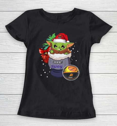 Phoenix Suns Christmas Baby Yoda Star Wars Funny Happy NBA Women's T-Shirt 2