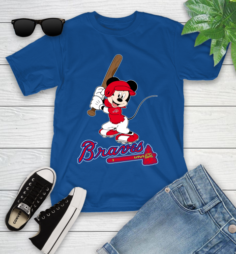 MLB Baseball Atlanta Braves Cheerful Mickey Mouse Shirt Youth T-Shirt 9