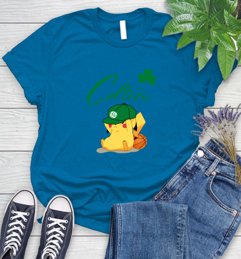 NBA Pikachu Basketball Sports Boston Celtics Women's T-Shirt 7