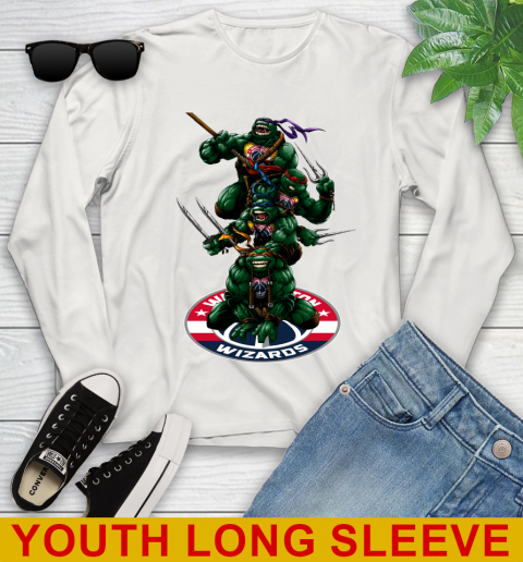 NBA Basketball Washington Wizards Teenage Mutant Ninja Turtles Shirt Youth Long Sleeve 12
