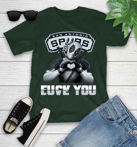 NBA San Antonio Spurs Deadpool Love You Fuck You Basketball Sports Youth T-Shirt 5