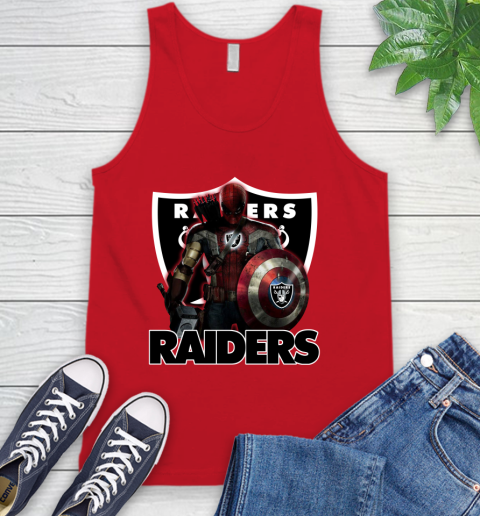 NFL Captain America Thor Spider Man Hawkeye Avengers Endgame Football Oakland Raiders Tank Top 6