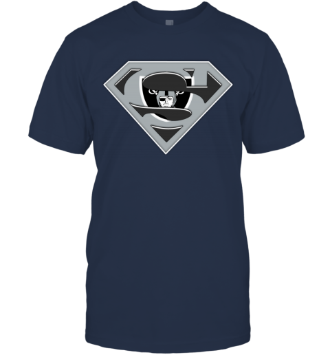 Oakland Raiders NFL LOGO Superman squn oakland raiders nfl logo superman classic t shirt 2 front navy