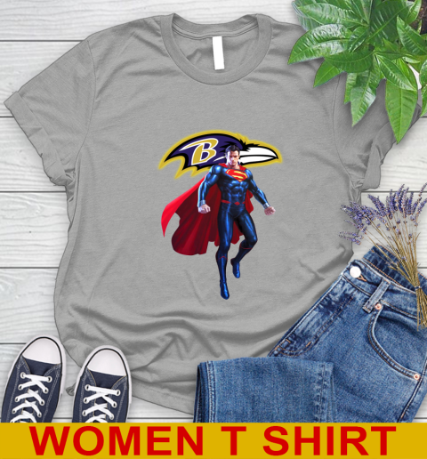 NFL Superman DC Sports Football Baltimore Ravens Women's T-Shirt 11