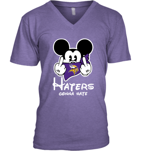 NFL Minnesota Vikings Haters Gonna Hate Mickey Mouse Disney Football T Shirt xtD7qsSqJKR v neck unisex 8 95 151514 front heather purple