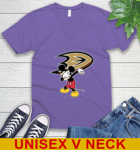 Anaheim Ducks NHL Hockey Dabbing Mickey Disney Sports V-Neck T-Shirt 9