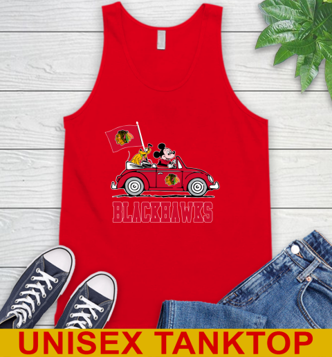 NHL Hockey Chicago Blackhawks Pluto Mickey Driving Disney Shirt Tank Top 6