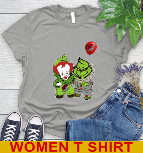 Portland Trail Blazers Baby Pennywise Grinch Christmas NBA Basketball Women's T-Shirt 11