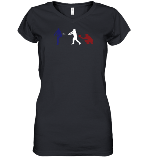 Baseball USA flag American Tradition Spirit Women's V-Neck T-Shirt