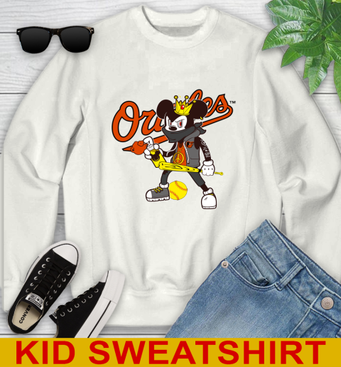 Baltimore Orioles MLB Baseball Mickey Peace Sign Sports Youth Sweatshirt