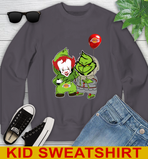 Los Angeles Lakers Baby Pennywise Grinch Christmas NBA Basketball Youth Sweatshirt 6