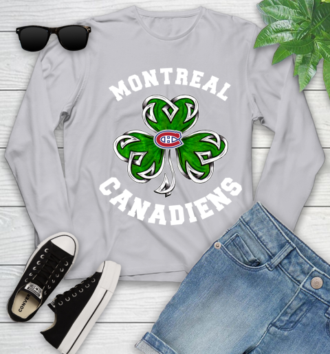 NHL Montreal Canadiens Three Leaf Clover St Patrick's Day Hockey Sports Youth Long Sleeve 5