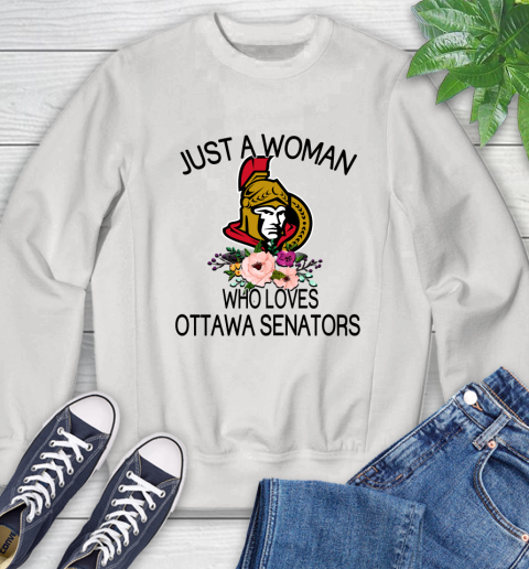 NHL Just A Woman Who Loves Ottawa Senators Hockey Sports Sweatshirt