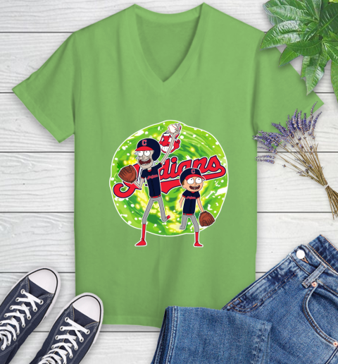 MLB Cleveland Indians Rick And Morty Baseball Sports Women's V-Neck T-Shirt 11
