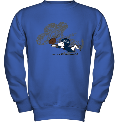 Seattle Seahawks Snoopy Plays The Football Game Youth Sweatshirt