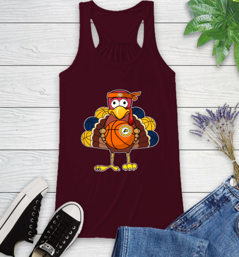 Indiana Pacers Turkey thanksgiving day Racerback Tank - Image 4