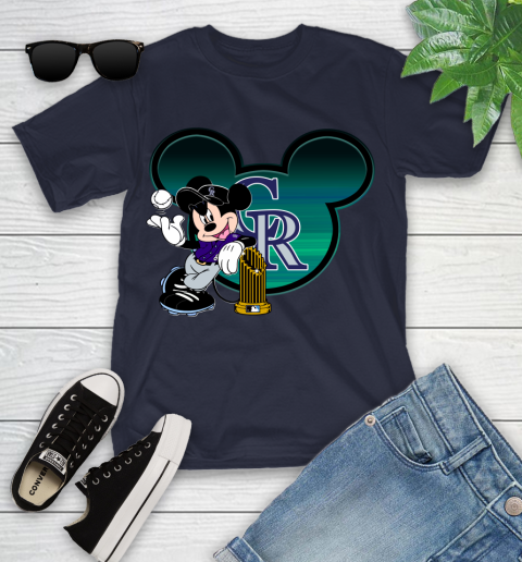 MLB Colorado Rockies The Commissioner's Trophy Mickey Mouse Disney Youth T-Shirt 3