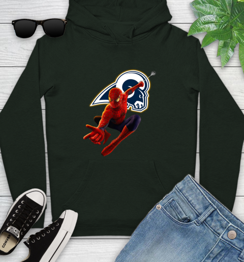 NFL Spider Man Avengers Endgame Football Los Angeles Rams Youth Hoodie 13