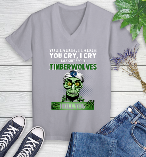 NBA Talk Shit About Minnesota Timberwolves Thunder I Kill You Achmed The Dead Terrorist Jeffrey Dunham Basketball Women's V-Neck T-Shirt 4