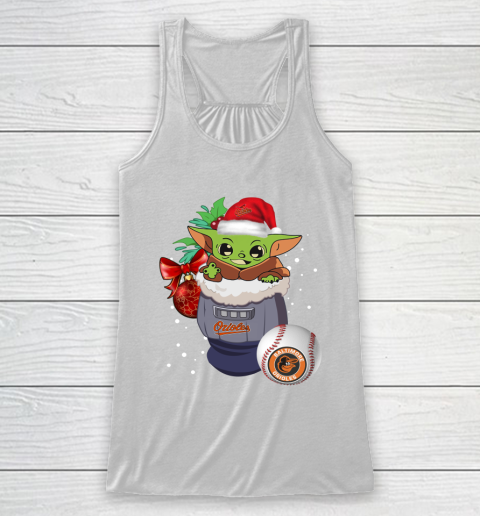 Baltimore Orioles Christmas Baby Yoda Star Wars Funny Happy MLB Racerback Tank 2