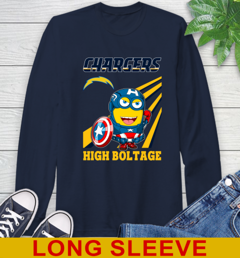 NFL Football Los Angeles Chargers Captain America Marvel Avengers Minion Shirt Long Sleeve T-Shirt 3