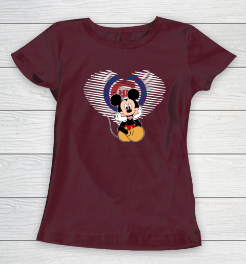 MLB Chicago Cubs The Heart Mickey Mouse Disney Baseball Women's T-Shirt 7