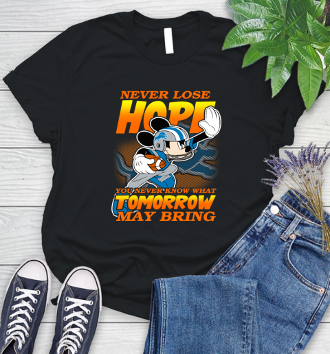 Detroit Lions NFL Football Mickey Disney Never Lose Hope Women's T-Shirt