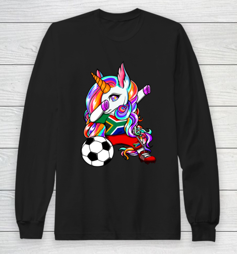 Dabbing Unicorn South Africa Soccer Fans Jersey Football Long Sleeve T-Shirt