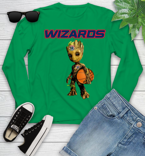 Washington Wizards NBA Basketball Groot Marvel Guardians Of The Galaxy Youth Long Sleeve 6