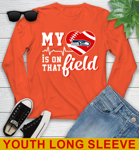 NFL My Heart Is On That Field Football Sports Seattle Seahawks Youth Long Sleeve 3