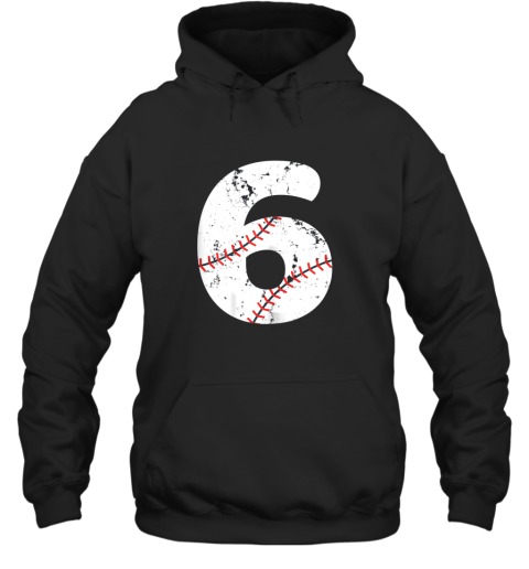 Number #6 BASEBALL Vintage Distressed Team Hoodie