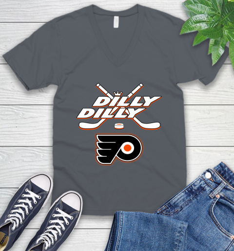 NHL Philadelphia Flyers Dilly Dilly Hockey Sports V-Neck T-Shirt 5