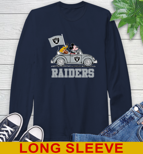NFL Football Oakland Raiders Pluto Mickey Driving Disney Shirt Long Sleeve T-Shirt 4